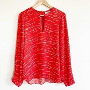 Karina Grimaldi Animal Print Keyhole Blouse Top